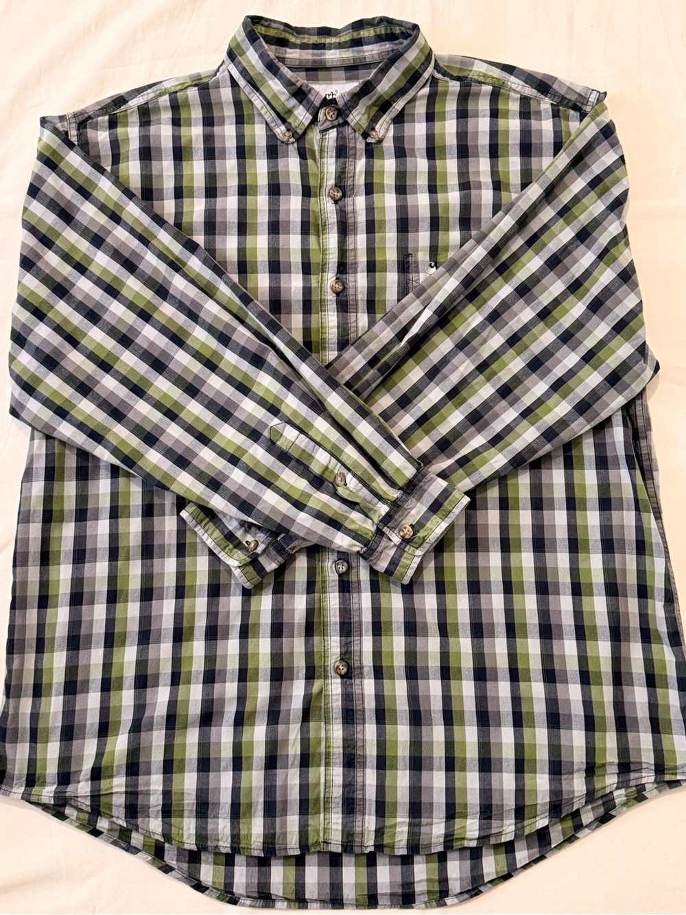 Carhartt Plaid Flannel Button Down Shirt XL Green Black Grey